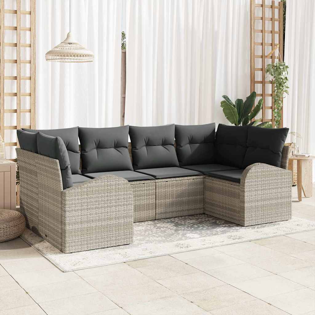 Garten-Sofa-Set 6 pcs Hellgrau und Dunkelgrau 234 x 124 x 85 cm